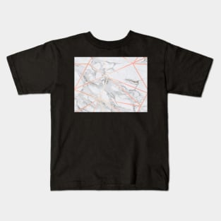 Marble and Rose Gold Geometric Kids T-Shirt